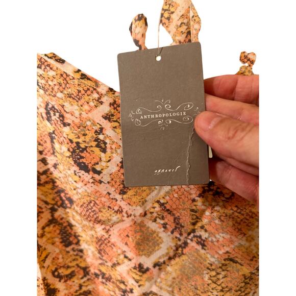 E Eloise By Anthropologie Silk Soft Pink Snake Print Razorback Tank Top, size L - Picture 4 of 10